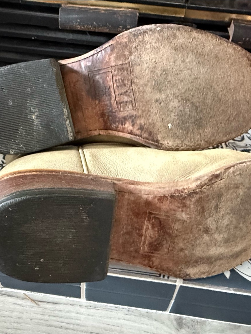 Frye Beige Western Ankle Boots - Picture 6 of 7
